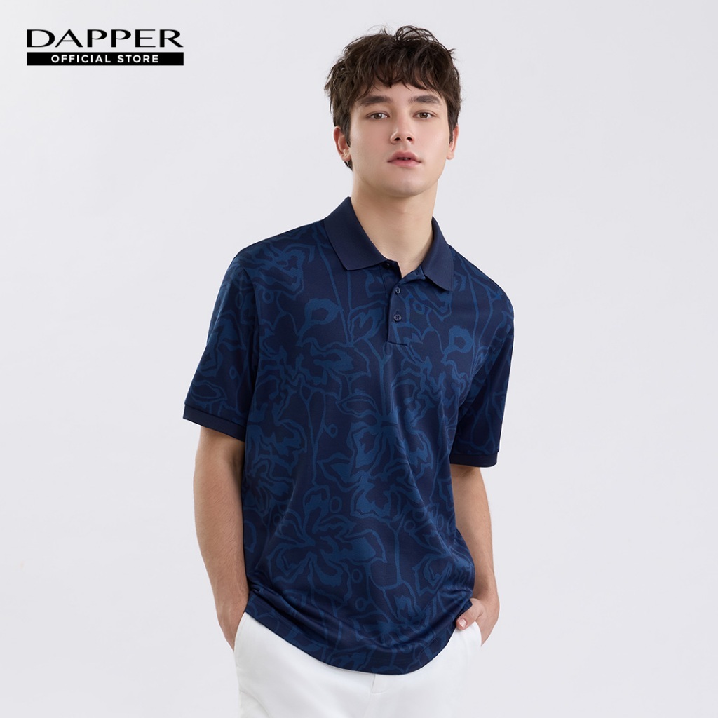 DAPPER เสื้อโปโล Floral Jacquard Polo Shirt สีกรมท่า (KPE/NA/850RJ)