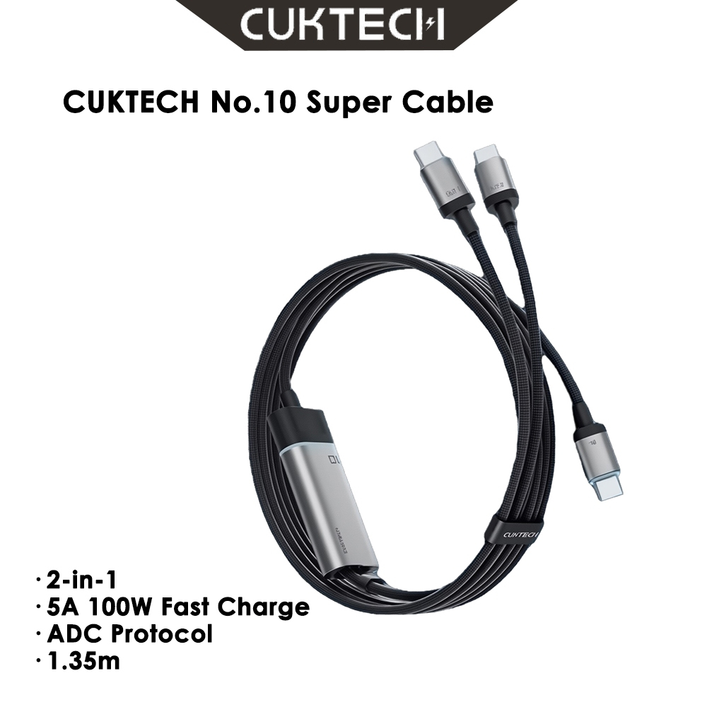 สาย C-KTECH C2C515 No.10 2-in-1 100W ชาร์จเร็ว รองรับ ADC สำหรับอุปกรณ์พกพา