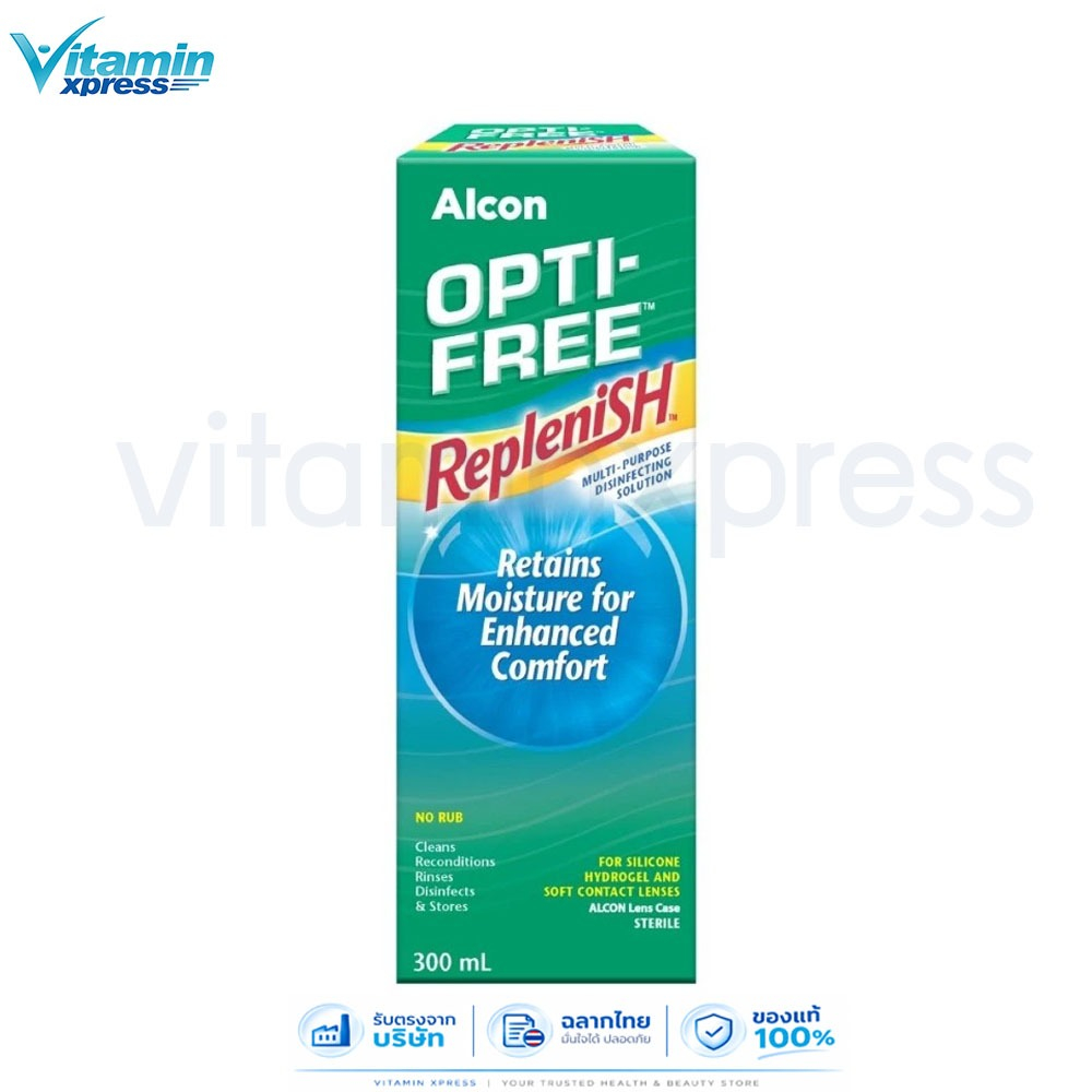 Exp 06/28 Alcon opti-free Replenish 300 ml. อัลคอน น้ำยาล้างคอนแทคเลนส์ แช่คอนแทคเลนส์ 1 ขวด