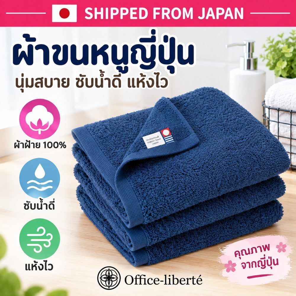 ORUTA Imabari Certified 100% Cotton Towel Set, Soft, Absorbent and Quick-Drying, Made in Japan