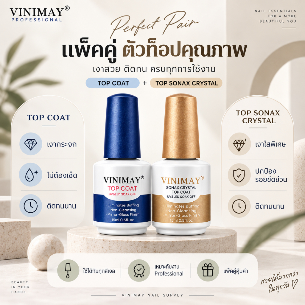 (SET 2ขวด) TOP COAT VINIMAY + TOP COAT SONAX  สินค้าพร้อมส่ง