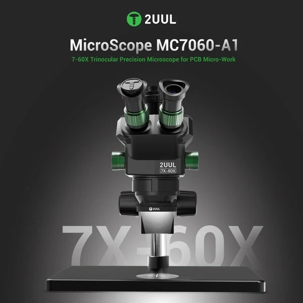 2UUL MC7060-A1 Microscope กล้องจุลทรรศน์ 7X-60X สำหรับงานซ่อมมือถือ PCB