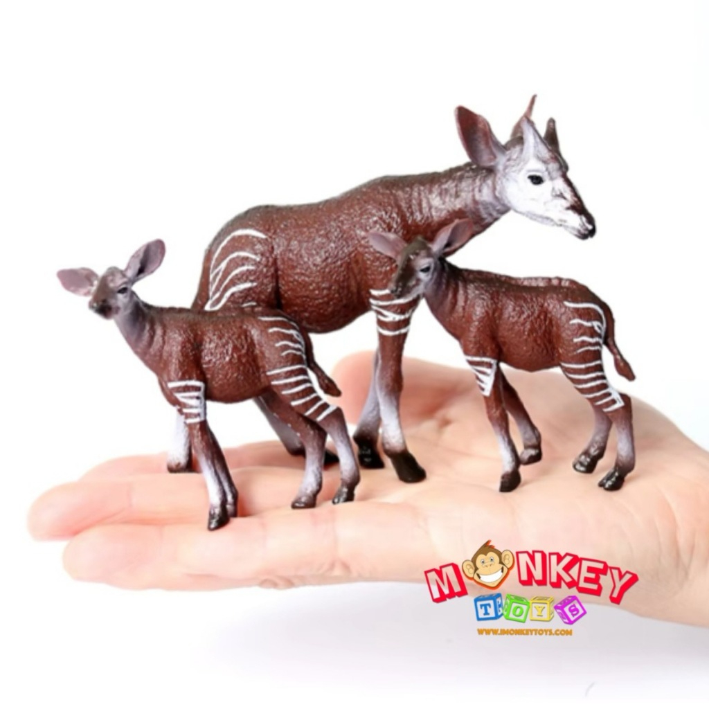 Monkey Toys โมเดลสัตว์ Okapi โอคาพี แม่ลูก ชุด 3 ตัว (จากหาดใหญ่)