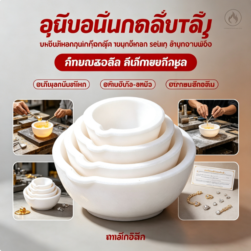 เบ้าหลอมควอตซ์ ทนความร้อนสูง สำหรับหลอมทอง เงิน และเครื่องประดับ (ขนาดพกพา)
