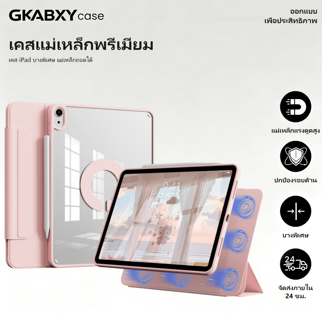 [จัดส่งจากประเทศไทย]GKABXY เคสแบบแยกได้ สำหรับ iPad 11/10.9" Gen11/10 & Air 6~8th(M2/M3/M4)/4~5th & 10.2" Gen 7~9