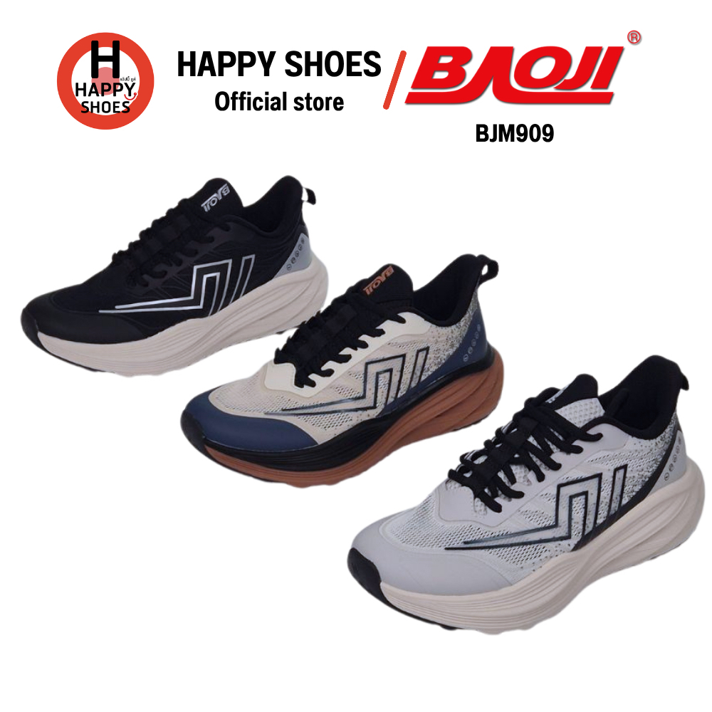 BAOJI บาโอจิ BJM909 รองเท้าวิ่งชาย (running) รองเท้าออกกำลังกาย ไซส์ 41-45 พื้นนุ่ม สวมใส่สบาย