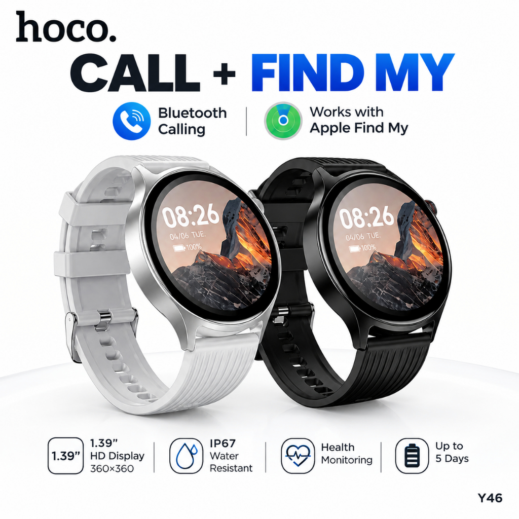 HOCO Y46 นาฬิกาอัจฉริยะ สมาร์ทวอช Smart Watch Bluetooth Calling รองรับ Apple Find My จอ HD 1.39" IP67