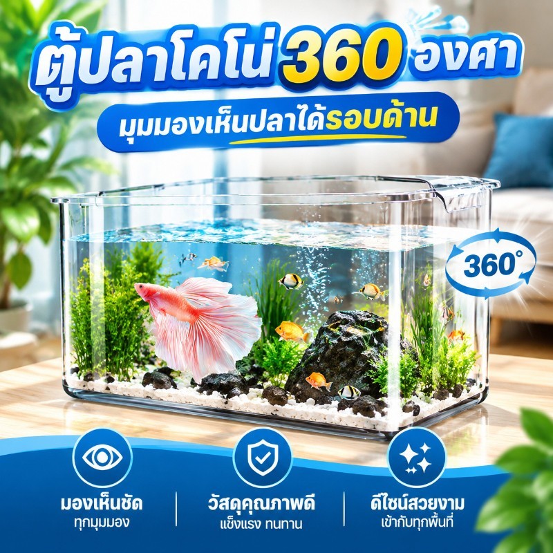 COD ตู้ปลาในฝัน ตู้ปลาพลาสติก แข็งแรง และทนทาน ตกจาก ที่สูง ไม่แตก ทำความสะอาดง่าย มีความโปร่งใสเหมือน4K