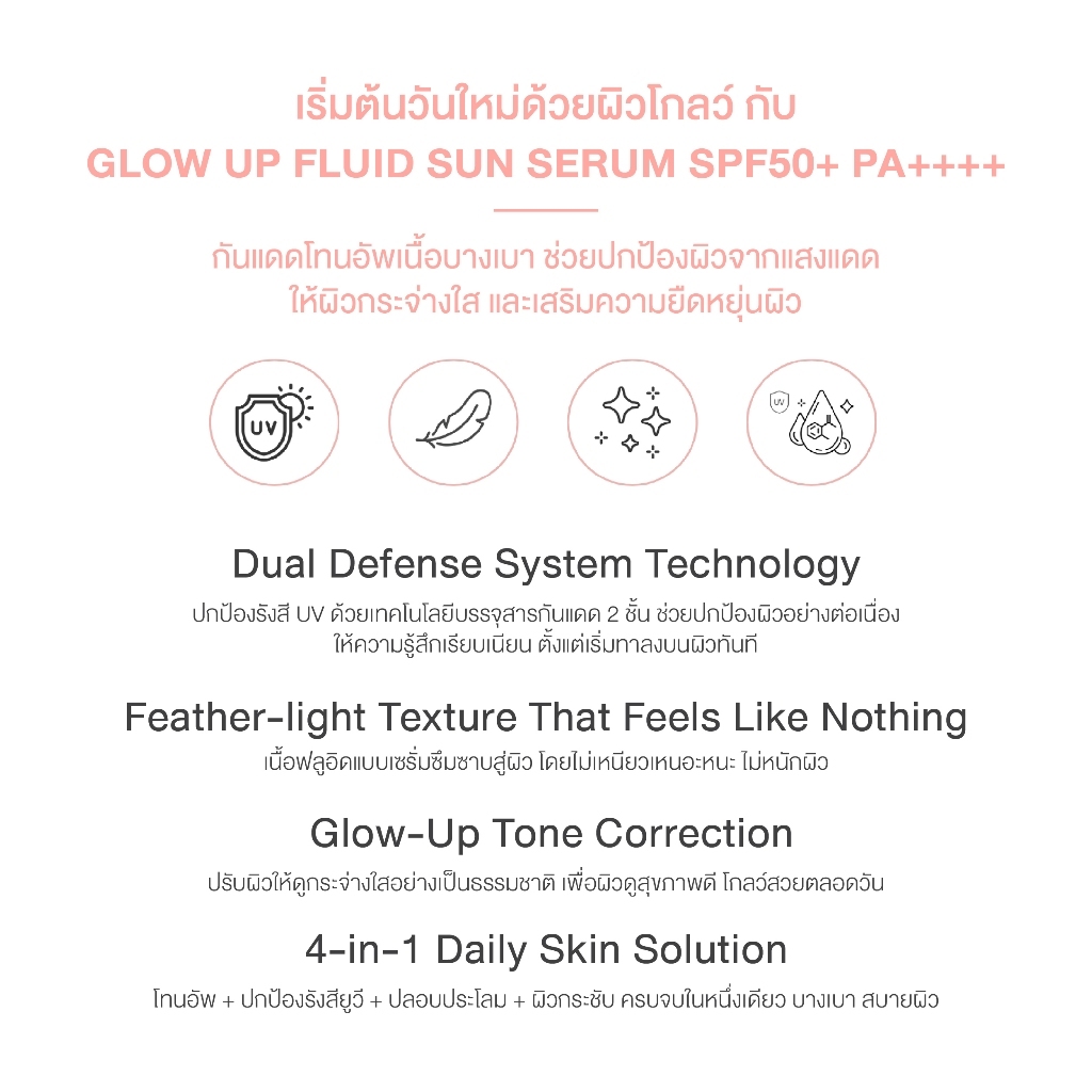 SLOWPURE GLOW UP FLUID SUN SERUM SPF50+ PA++++ | สโลว์เพียว โกลว์ อัพ ฟลูอิด ซัน เซรั่ม เอสพีเอฟ50+ พีเอ++++ — صورة 6