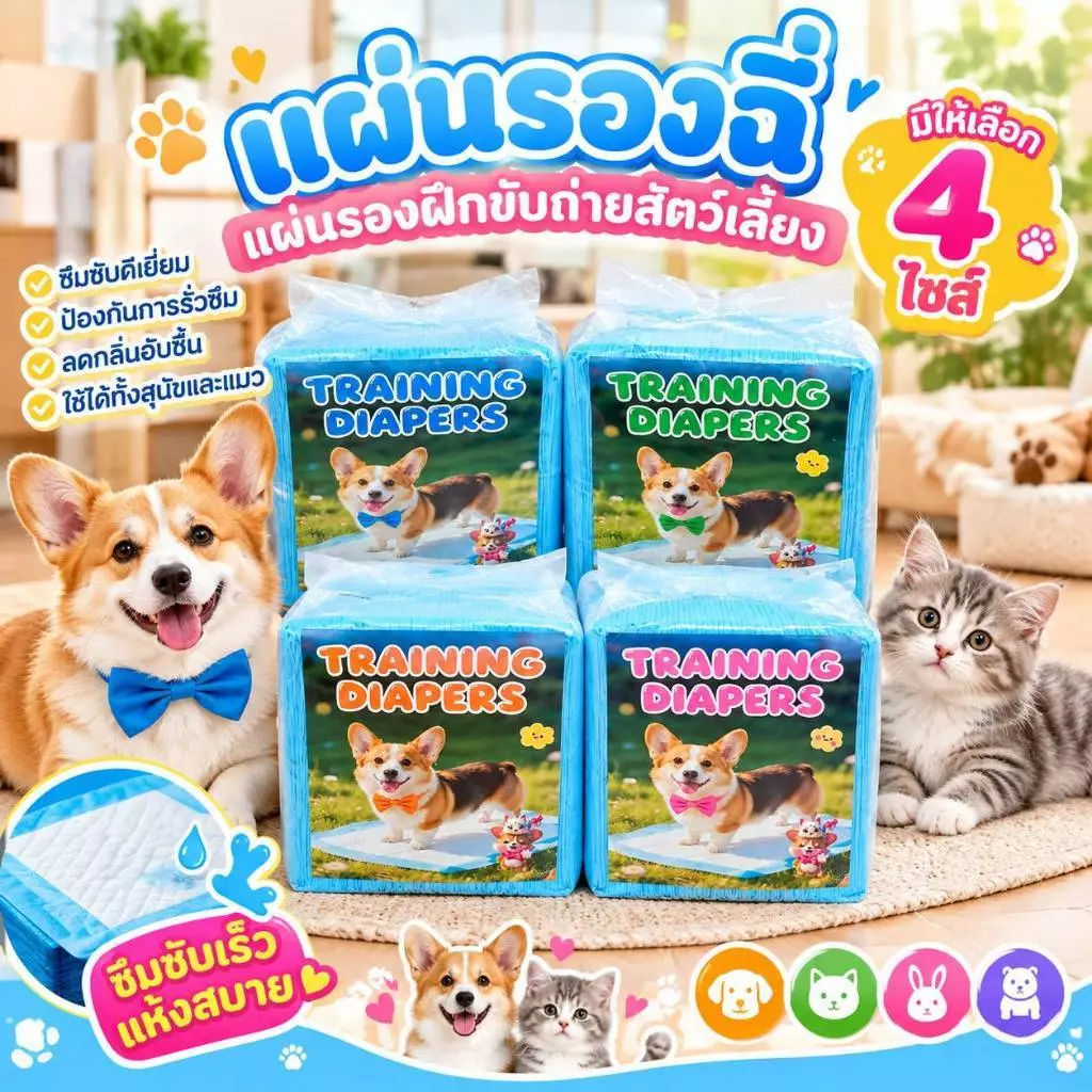 Boqi Factory แผ่นรองฉี่สุนัข ราคาประหยัด ซึมซับดี แห้งเร็ว ระงับกลิ่น ใช้ฝึกขับถ่ายสำหรับสุนัขและแมวน thumbnail 9