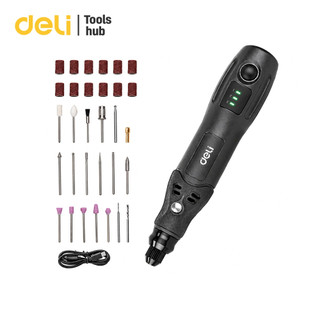 Deli เครื่องเจียร์ไฟฟ้าไร้สาย Mini พร้อมอุปกรณ์เสริม 31 ชิ้น ปากกาแกะสลัก Straight Grinder