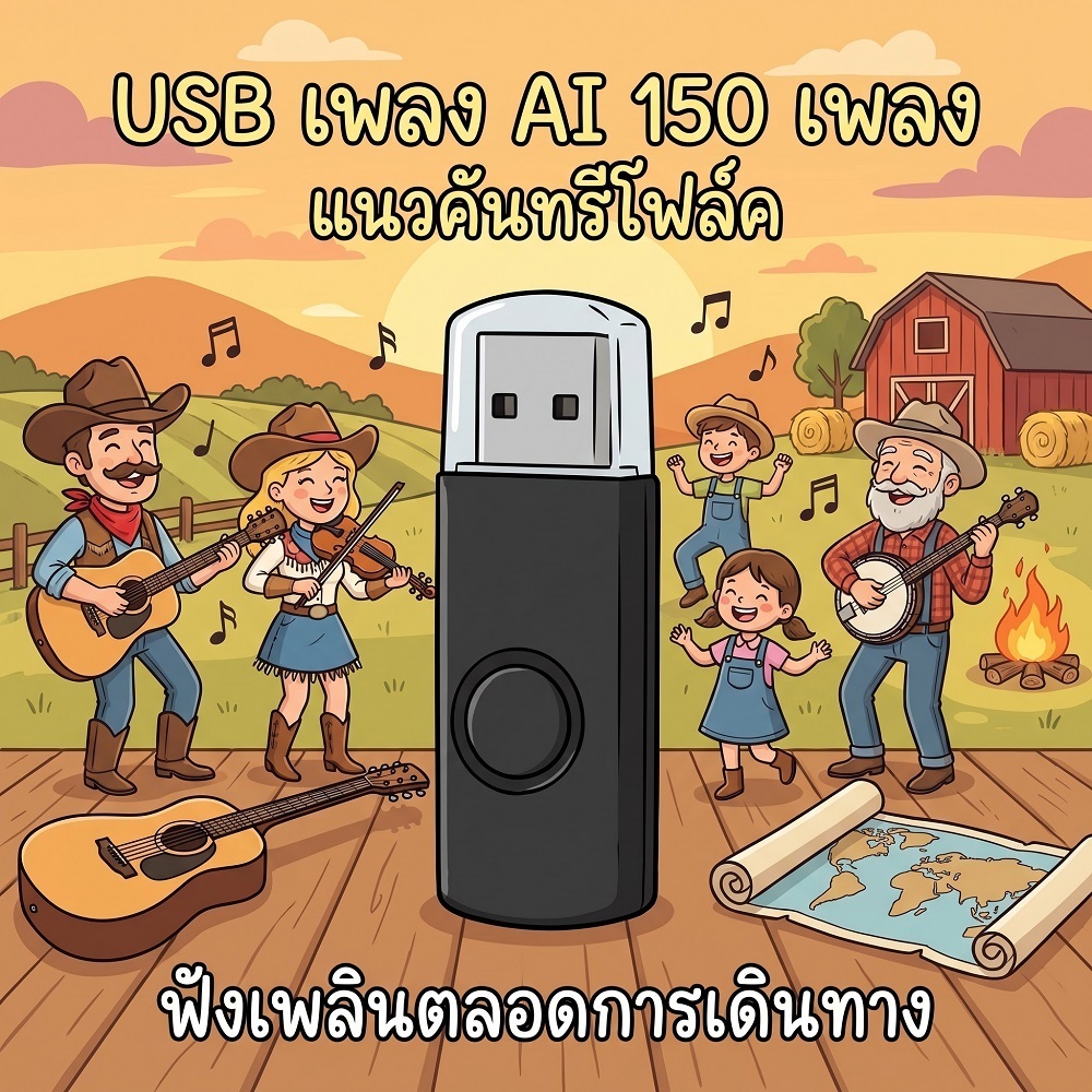 USB เพลง AI 150 เพลง สำหรับรถยนต์และเครื่องเสียง เสียบใช้งานง่าย ฟังเพลินทุกวัน