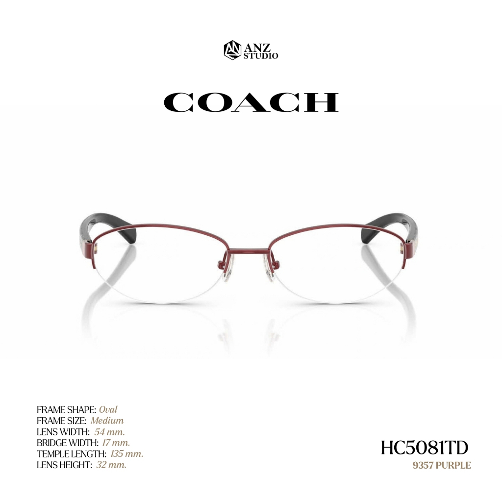 COACH إطار نظارة بيضاوي نصف إطار HC5081TD — صورة 5