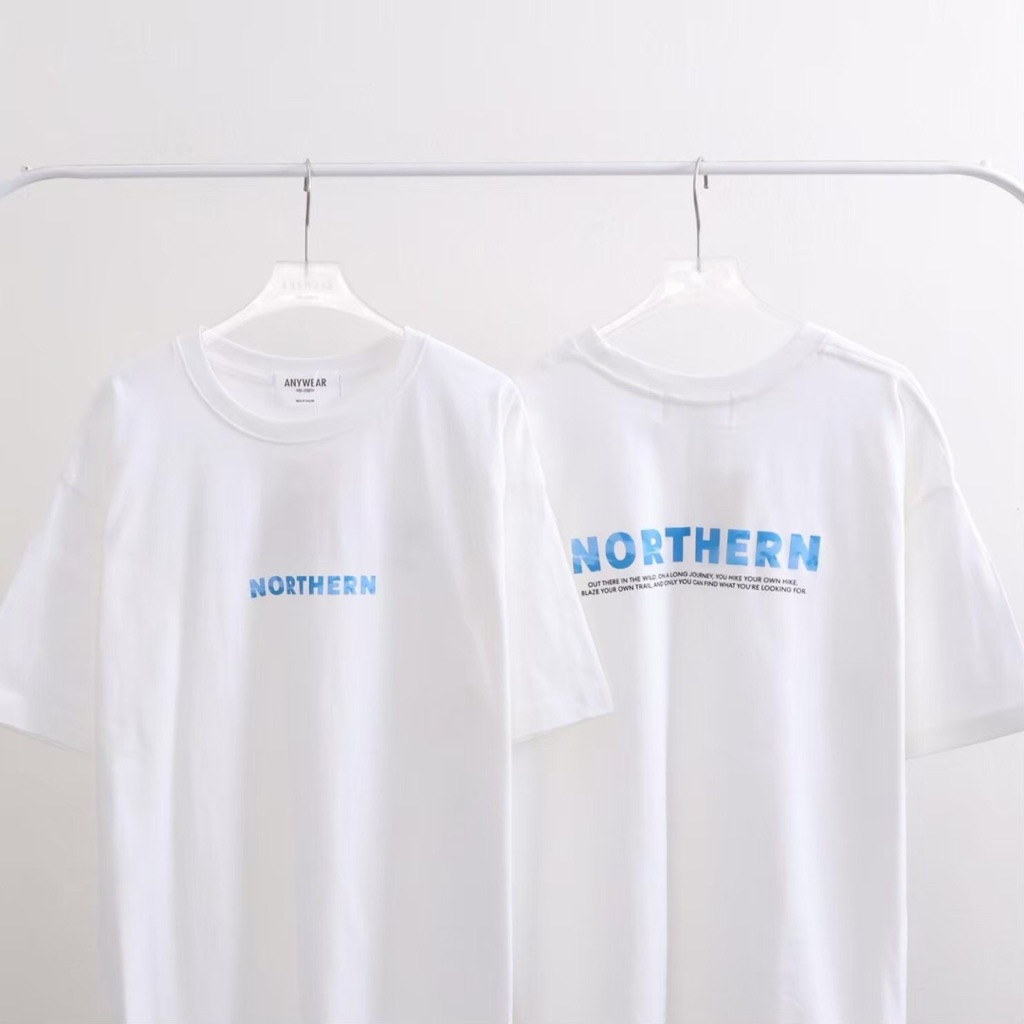 เสื้อยืด  oversize cotton 100% คอกลม แขนสั้น ลายMinimal ใส่ได้ ช ญ  งานป้าย Anywere