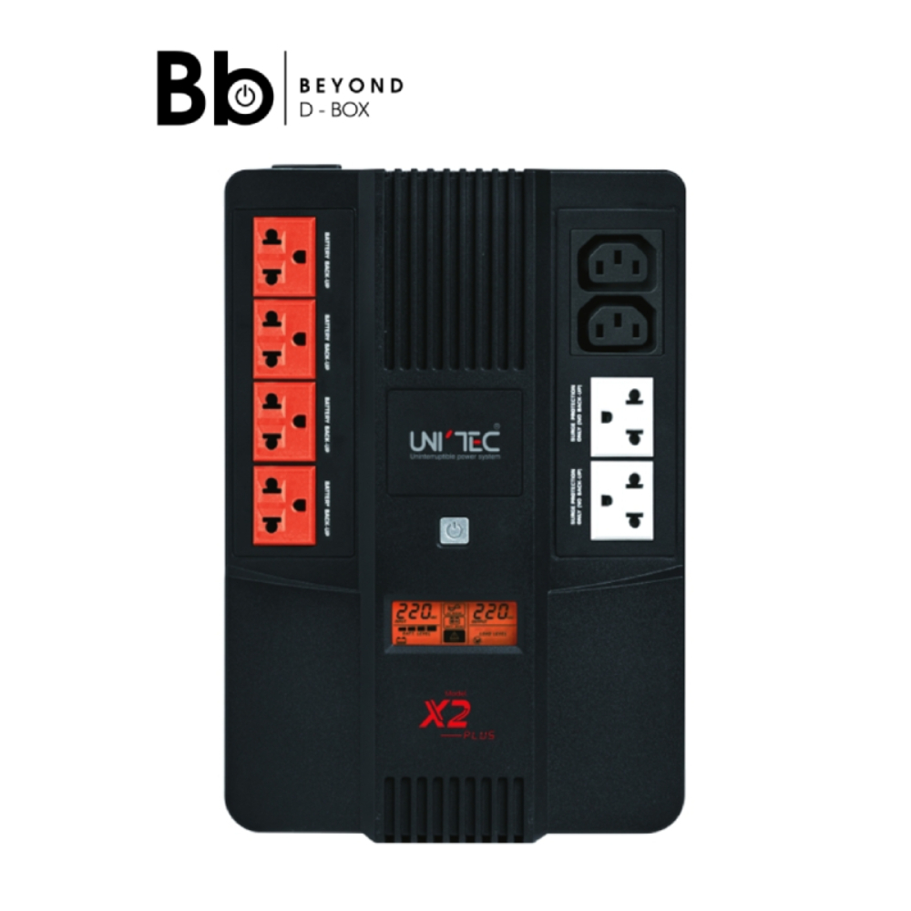 เครื่องสำรองไฟ UNITEC UPS X2 Plus 1000VA/530W by BB Beyond D-Box