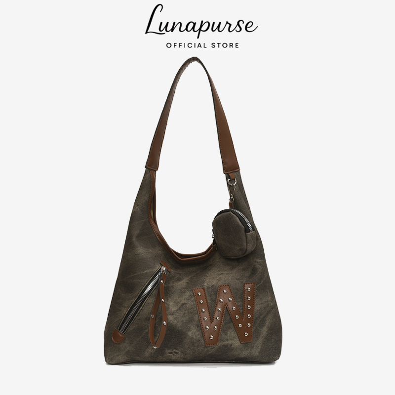 อินเทรนด์ผ้าใบ กระเป๋า Tote ผู้หญิง ใบใหญ่ ใส่ของเยอะ ใช้ได้ทุกวัน สะพายไหล่/สะพายข้าง/ถือได้