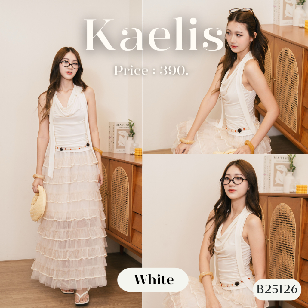 เสื้อคอถ่วงดีเทลมีซิปข้าง เนื้อผ้าชั้นเดียว ยืด ใส่สบาย B25126 l KAELIS