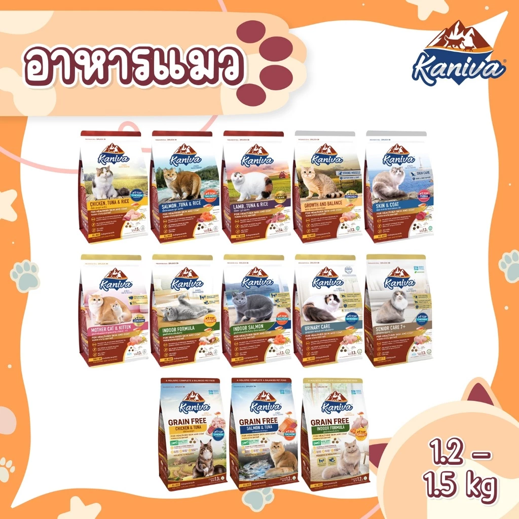 Kaniva (1.2-1.5 KG.) อาหารแมวชนิดเม็ด เหมาะกับน้องแมวทุกสายพันธุ์