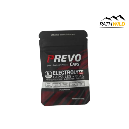 PREVO CAPS ELECTROLYTE CAPSULES + BCAA พรีโว แคปส์ เกลือแร่ อิเลคโทรไลต์ชนิดแคปซูล ช่วยป้องกันตะคริว รักษาสมดุลเกลือแร่