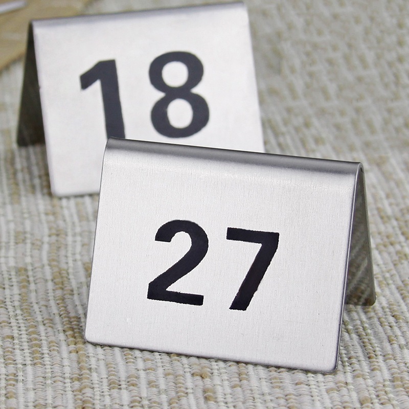 ป้ายหมายเลขโต๊ะสแตนเลส เบอร์โต๊ะ มี10ชิ้น Table Numbers Set 1-20 ป้ายตั้งโต๊ะ ป้ายบอกเลขโต๊ะสแตนเลส