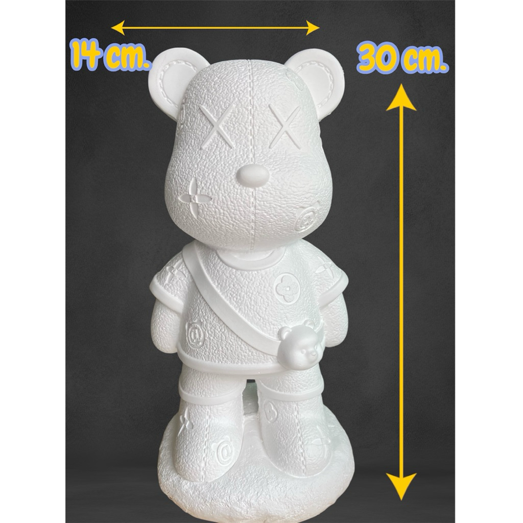 ตุ๊กตาปูนปลาสเตอร์bearหรูหรา🧸ตัวตันขาวใหญ่แถมฟรีชุดระบายสี1ชุด