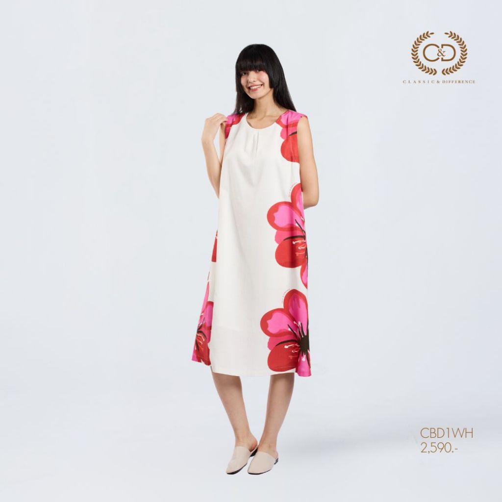 C&D Dress Sakura เดรส เดรส สีขาว CBD1WH