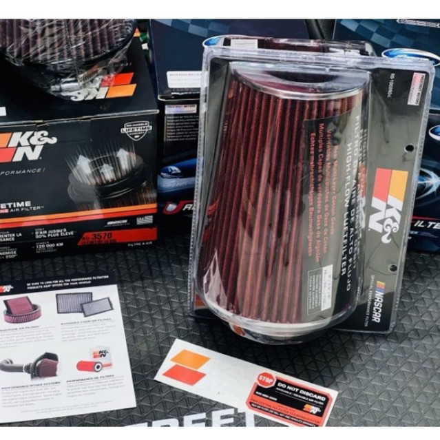 กรองเปลือย K&N RG-1002RD-L  แท้ USA สูง 9 ปาก 3 3.5 4 นิ้ว มีอแดปเตอร์ ปรับลด ขนาดได้ ผ้าสีแดง Hight