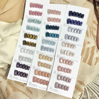 เล็บเจลสำเร็จรูปสีแฟลตลูกแก้ว ไซส์ M เล็บปลอมสำเร็จรูปสีพื้น