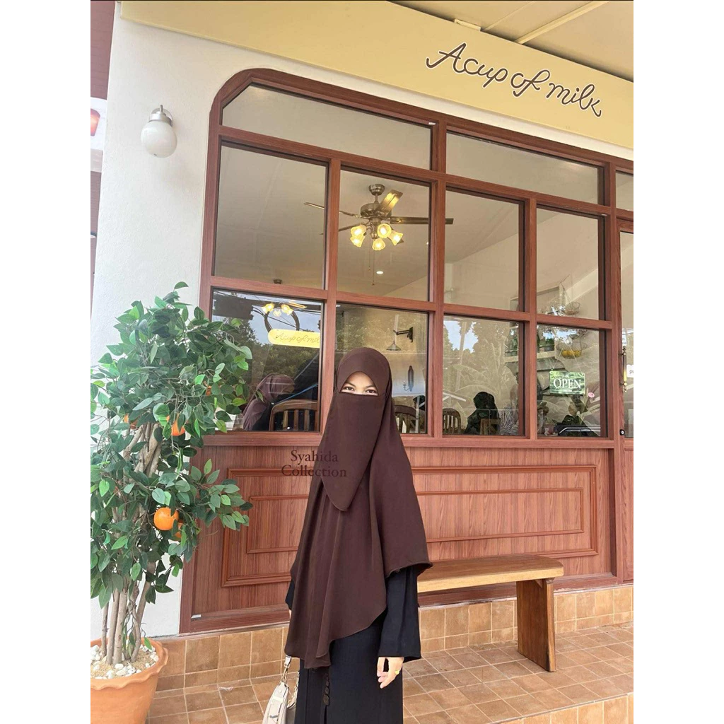 ผ้าคลุมผม ทรงไข่(Hijab)หน้ากุ๊กไก่ใส่คางได้พร้อมผ้าปิดหน้าไซส M L XL