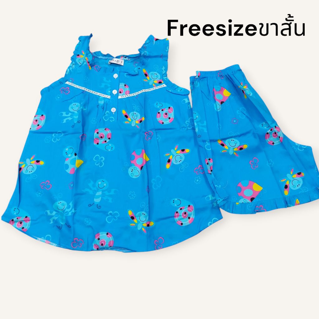 ชุดนอนp+p ผ้าป่านมัสลิน แขนกุด ขาสั้น/สามส่วน (F XL)
