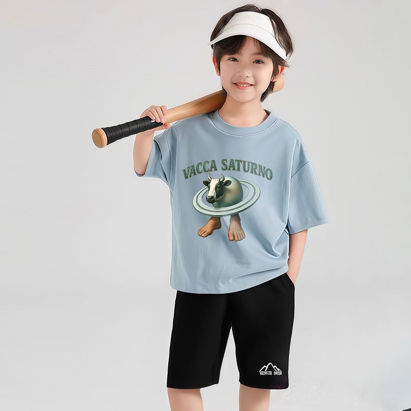 2-12 ปี เสื้อยืดแขนสั้น คอกลม ผ้าฝ้าย สไตล์ฤดูร้อน นื้อผ้าดี สำหรับเด็ก