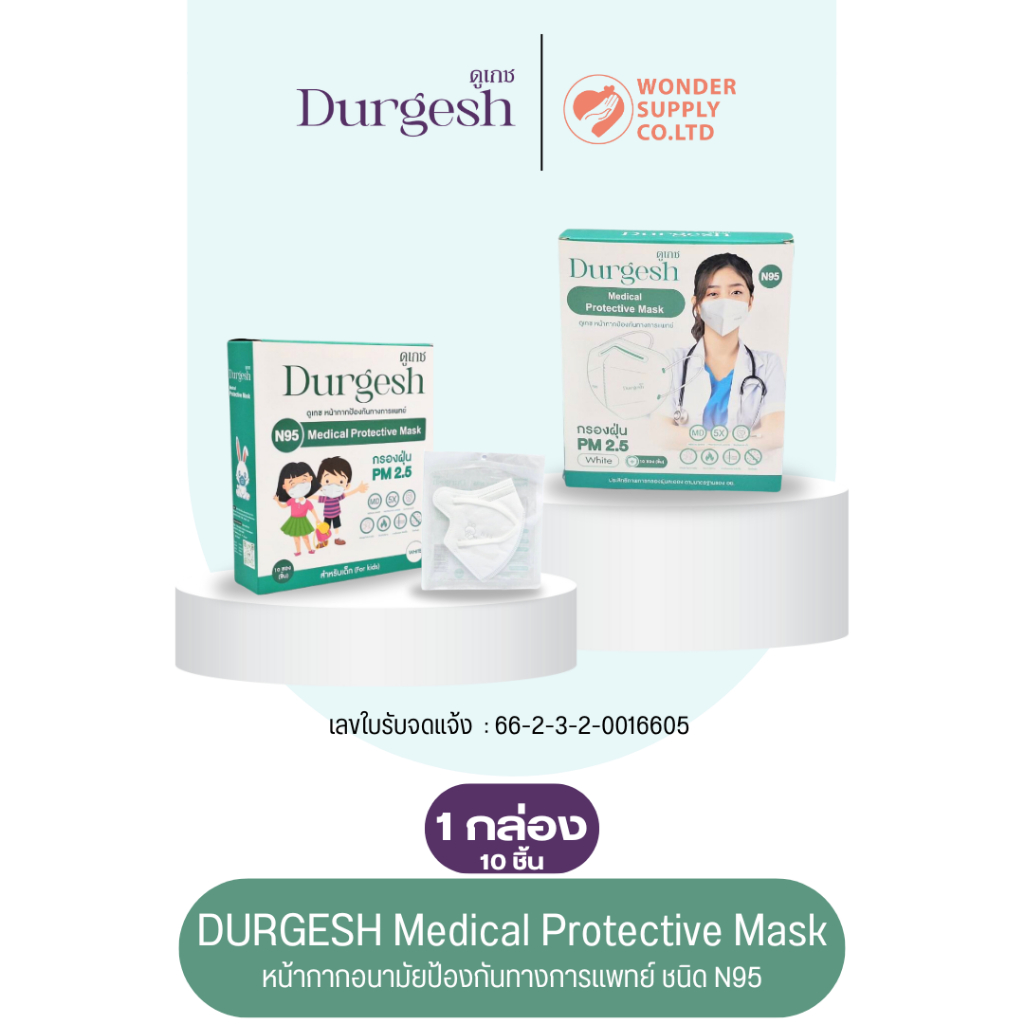 Durgesh MaskN95 หน้ากากป้องกันทางการแพทย์N95 กรองฝุ่น PM2.5 หน้ากากอนามัยแบบเด็กและผู้ใหญ่