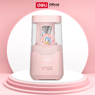เครื่องเหลาดินสอไฟฟ้า Deli รุ่น VA201 ใช้พลังงานถ่าน กบเหลาดินสออัตโนมัติสีชมพู (จำหน่าย 1 เครื่อง)