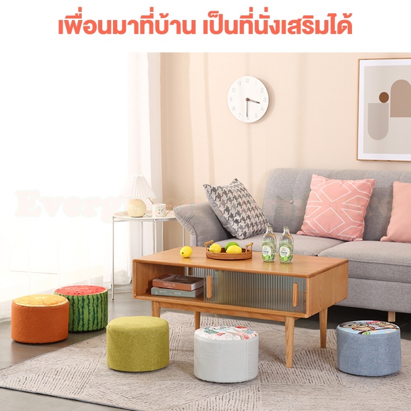 สตูลเตี้ย เก้าอี้สตูลกลม ลผ้า 30*30*20cm เก้าอี้โต๊ะแป้ง ที่พักขา ไอเดียการ์ตูนสร้างสรรค์ สตูลเปลี่ยนรองเท้า - รูปที่ 3