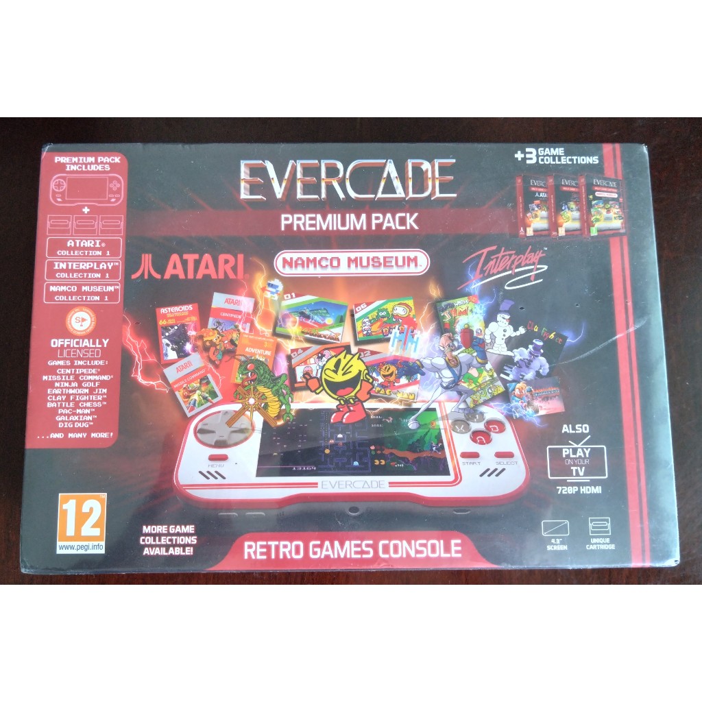 มือ1 Evercade Premium Pack Handheld Console + 3 Game / Atari + Interplay + Namco Museum Collection T