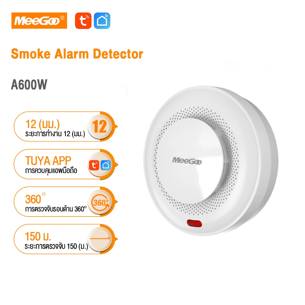 MeeGoo Smoke Alarm Detector เครื่องตรวจจับควันไฟฟ้า เครื่องตรวจจับควัน เซ็นเซอร์เตือนภัยอิสระ