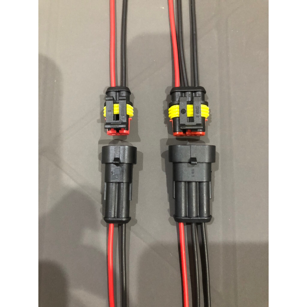 Connector ตัวต่อสายไฟกันน้ำ ปลั๊กมอเตอร์ไซค์/รถยนต์แบบกันน้ำ 2Pin/3Pin สายไฟ 1Sqmm. 1ชุด ตัวผู้+ตัวเ
