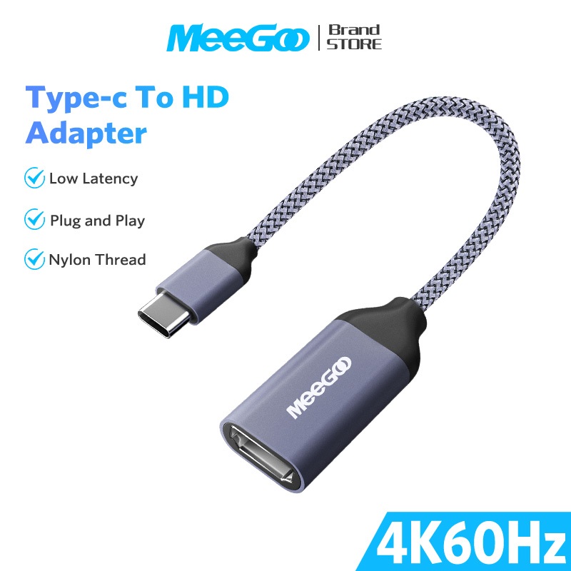MEEGOO สาย usb c to hdmi 4K 60Hz ตัวแปลงสายเคเบิล อะแดปเตอร์วิดีโอ ความเร็วสูง สำหรับPC มือถือ