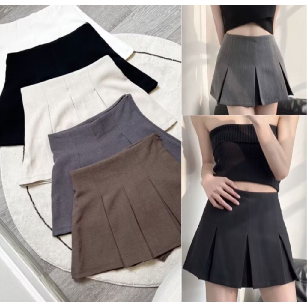 กระโปรงกางเกงเทนนิส ผ้าสโนว์  Anona Story สีโกโก้ S