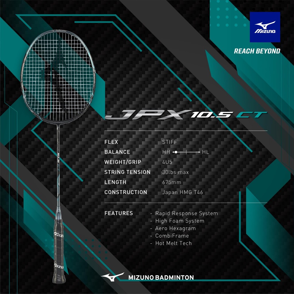 ไม้แบดมิินตัน MIZUNO JPX 10.5 CT ไม่มีเอ็น