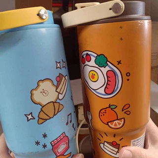 [สินค้ามีตำหนิที่สีแก้ว *บางใบหิ้วหูไม่ได้ฝาจะหลุด!!] แก้วน้ำสเตนเลสเก็บอุณหภูมิ ลาย LINE FRIEND ขนาด 850 มล.