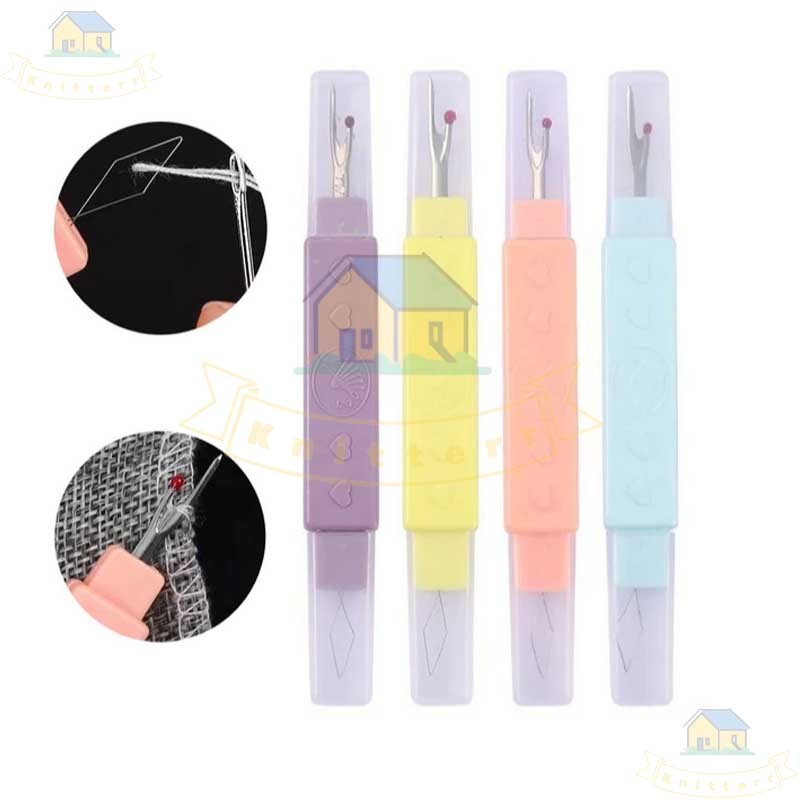 Knitterr เข็มเลาะด้าย/ที่สนเข็ม 2in1 ที่เลาะผ้า/อุปกรณ์สนเข็ม 2อิน1 ที่เกี่ยวด้าย(ราคาต่อ1ชิ้น/คละสี)
