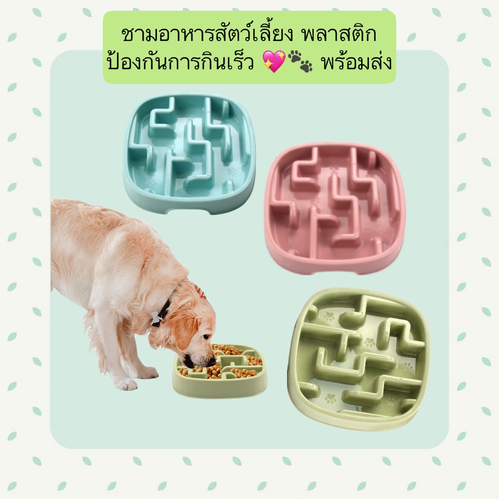 PP-427 ชามอาหารสัตว์เลี้ยง พลาสติก ป้องกันการสำลัก พร้อมส่ง