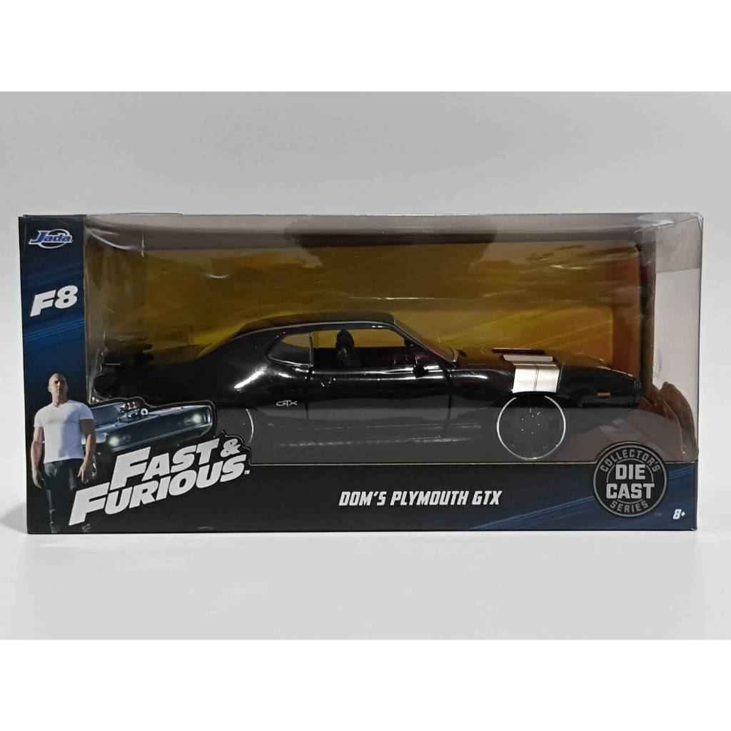 โมเดลรถ Jada Toys 1972 DOM'S Plymouth GTX Black scale 1:24  NEW in the package.