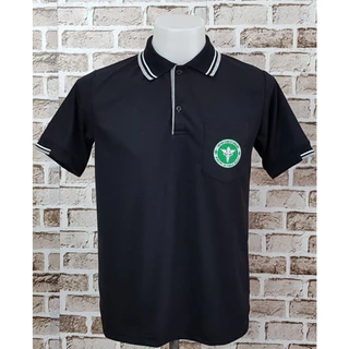 เสื้อโปโลสีดำ กระทรวงสาธารณสุข ผ้านุ่มใส่สบาย ปักสวย(Black Polo)