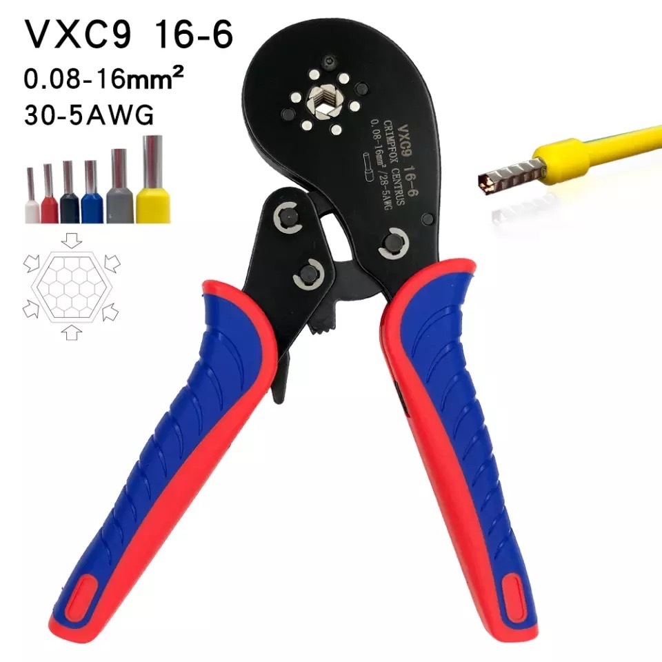 คีม ย้ำ หางปลา คอร์ดเอ็น กล่องหางปลา1250 ชิ้น HCS8 6-4A CORD END Crimper Plier AWG 23-7 (0.25-10mm ²) EE