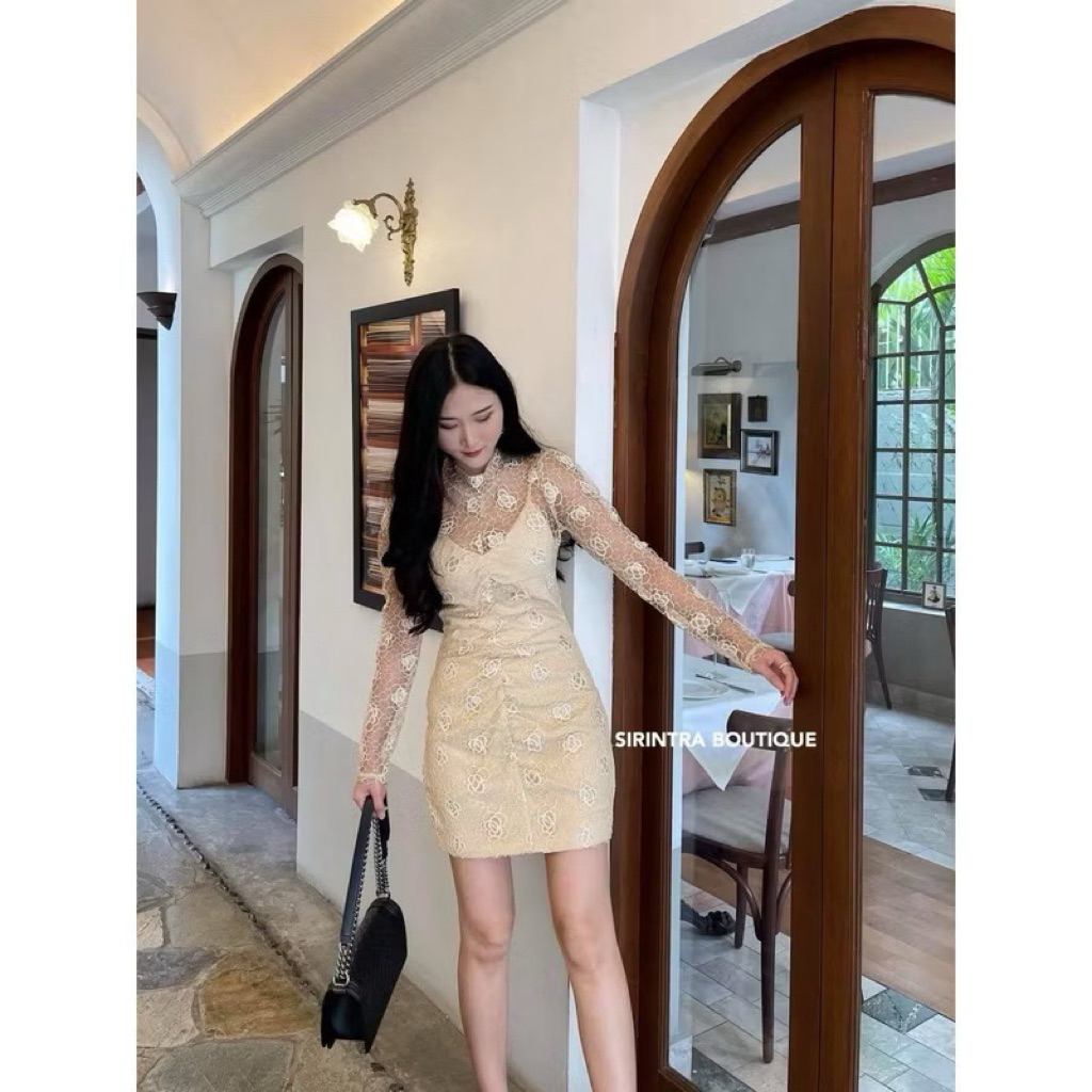 ❤️พร้อมส่ง❤️ Sirintra Boutique Dress เดรสเข้ารูปซีทรู มือ 1 งานป้าย ⭐️🌹 Sz.[M]