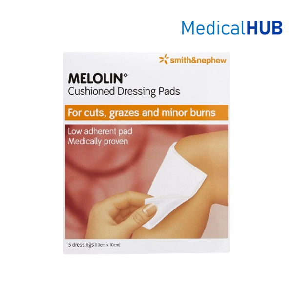 Melolin Smith & Nephew เมโลลิน ก๊อซ สังเคราะห์ ชนิดไม่ติดแผล ขนาด 10 cm x 10 cm จำนวน 1 กล่อง18195