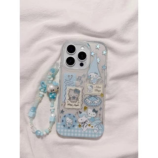 สไตล์สูงระดับ ขายดีบนเว็บไซต์เกาหลี คิตตี้สีฟ้า for iPhone เคสไอโฟน 11 12 13 14 15 16 PLUS PRO MAX X XS MAX XR 7/8PLUS แ