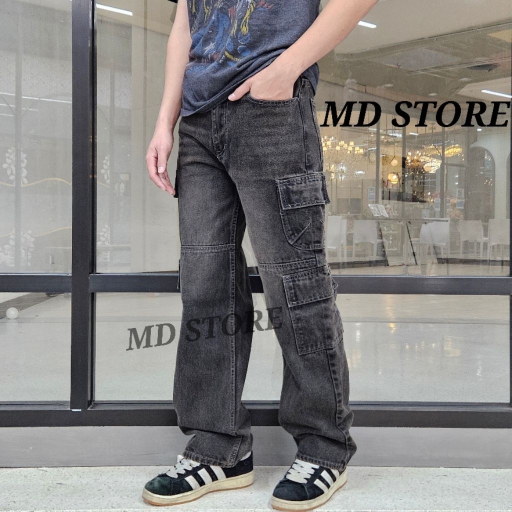 กางเกง​ยีนส์คาโก้​กระบอก​ใหญ่8กระเป๋า​*รุ่นฮิต*